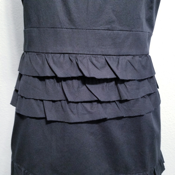 Tahari Levine black ruffle glam LBD party office dress 10 - Picture 6 of 7